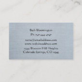 スカイブルーユニークリネンルックフローラ名刺 名刺 (裏面)