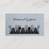 スカイブルーユニークリネンルックフローラ名刺 名刺 (正面)