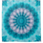 スカイブルー万華鏡のように千変万化するパターン シャワーカーテン (正面)