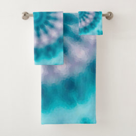 スカイブルー万華鏡のように千変万化するパターン バスタオルセット