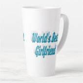 スカイブルー付きガールフレンドタイポグラフィ カフェラテマグ (右アングル)