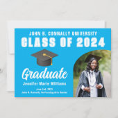 スカイブルー大学院写真カスタム卒業 案内状 (正面)