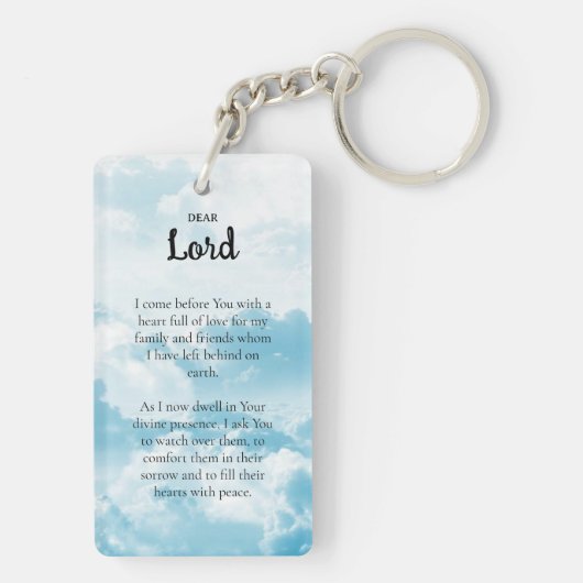 スカイブルー天国メモリアル祈りの言葉写真 キーホルダー (裏面)