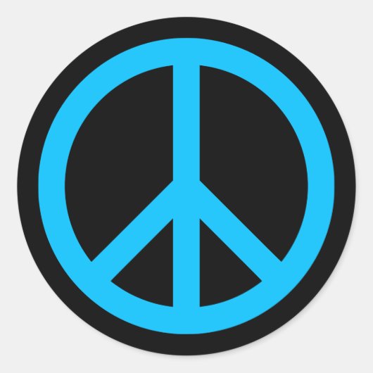 スカイブルー平和シンボル ラウンドシール (正面)