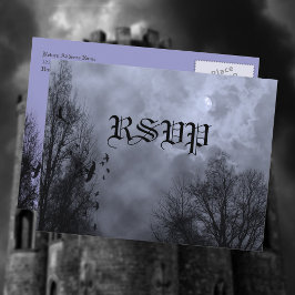 スカイブルー幽霊のよく出るミストカスタムRSVPポストカード インビテーションポストカード