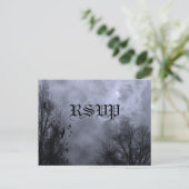 スカイブルー幽霊のよく出るミストカスタムRSVPポストカード インビテーションポストカード (スタンド正面)