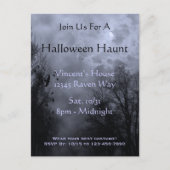 スカイブルー幽霊のよく出るミストハローウィンパーティはがき インビテーションポストカード (正面)