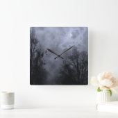 スカイブルー幽霊のよく出るミスト壁時計 スクエア壁時計 (ホーム)