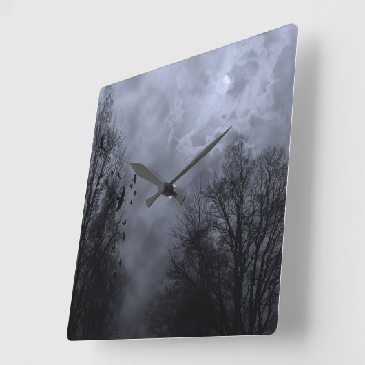 スカイブルー幽霊のよく出るミスト壁時計 スクエア壁時計 (傾斜)