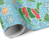 スカイブルー恐竜のクリスマス ラッピングペーパー (ロールコーナー)