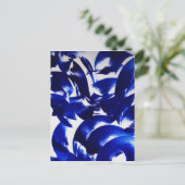 スカイブルー抽象芸術ライトブラシストローク絵を描アート ポストカード (スタンド正面)