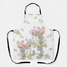 スカイブルー曇りとフラミンゴのリピートプリント エプロン