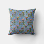 スカイブルー曇りとフラミンゴのリピートプリント クッション (裏面)