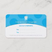 スカイブルー歯科子供へ医 |小児歯科医 予約カード (裏面)