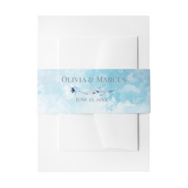 スカイブルー水彩洗浄 招待状ベリーバンド