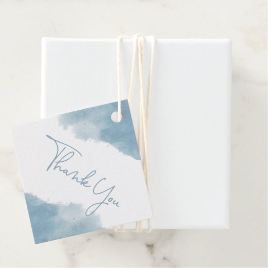 スカイブルー水彩赤ちゃんシャワーありがとう フェイバータグ (インサイチュ)