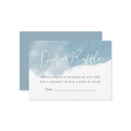 スカイブルー水彩赤ちゃんシャワーおむつラッフルカード エンクロージャーカード