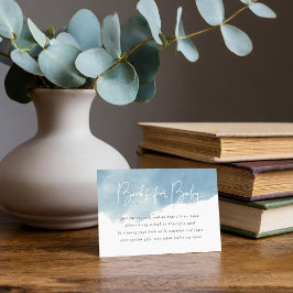 スカイブルー水彩赤ちゃんシャワー予約リクエストカード エンクロージャーカード