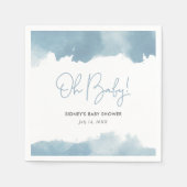 スカイブルー水彩赤ちゃんシャワー スタンダードカクテルナプキン (正面)