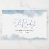 スカイブルー水彩赤ちゃんシャワー スパークリングワインラベル (シングルラベル)