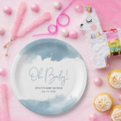 スカイブルー水彩赤ちゃんシャワー ペーパープレート (パーティー)