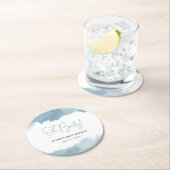 スカイブルー水彩赤ちゃんシャワー ラウンドペーパーコースター (インサイチュ)