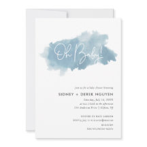 スカイブルー水彩赤ちゃんシャワー