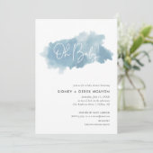 スカイブルー水彩赤ちゃんシャワー 招待状 (スタンド正面)