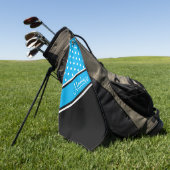 スカイブルー水玉模様ブラック斜めスクリプト名 ゴルフタオル (グリーン)