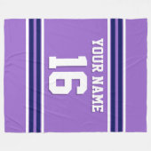 スカイブルー海軍ホワイトチームジャージースポーツジャージ フリースブランケット (正面(横))