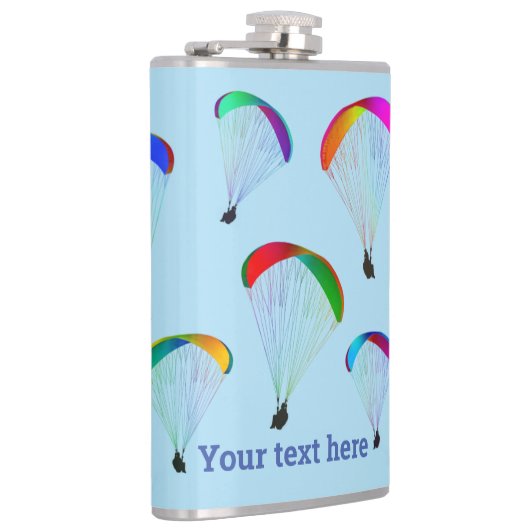 スカイブルー淡い色ののレインボーパラディース飛んでいるテーマ フラスク (右)