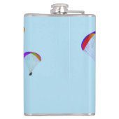スカイブルー淡い色ののレインボーパラディース飛んでいるテーマ フラスク (裏面)