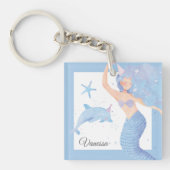 スカイブルー淡い色のマーメイドパーティーアドベンチャーキーチェーン キーホルダー (正面)