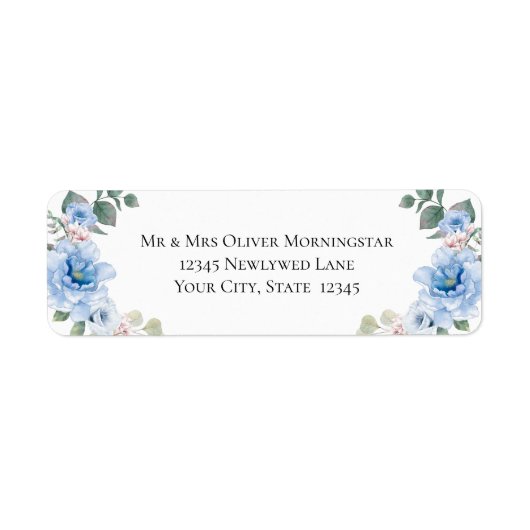 スカイブルー牡丹の花 ラベル (正面)