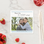 スカイブルー白写真クリスマス スタンダードカクテルナプキン (インサイチュ)