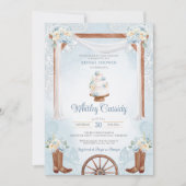 スカイブルー素朴カントリーウェスタンブライダルシャワー 招待状 (正面)