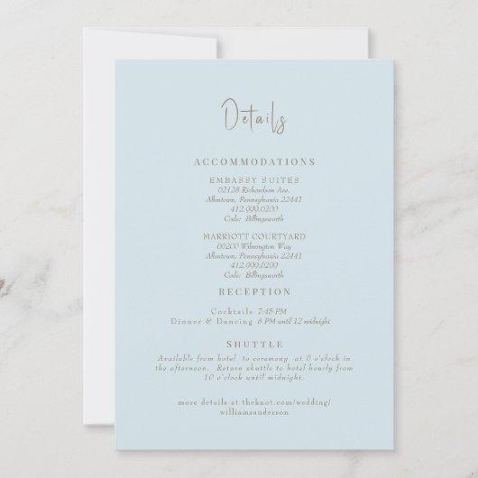 スカイブルー結婚の詳細エンクロージャ 招待状 (正面)