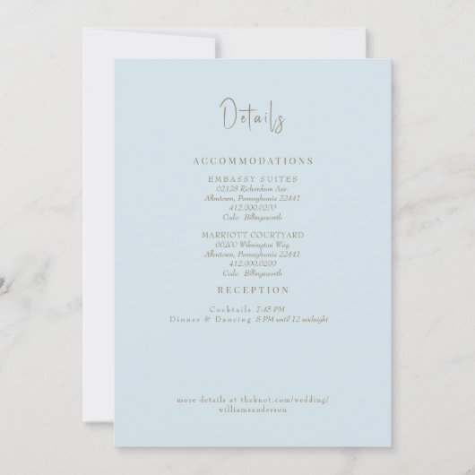 スカイブルー結婚の詳細IIエンクロージャ 招待状 (正面)