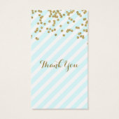 スカイブルー金ゴールドストライプブライダルシャワーメッセージカード (裏面)