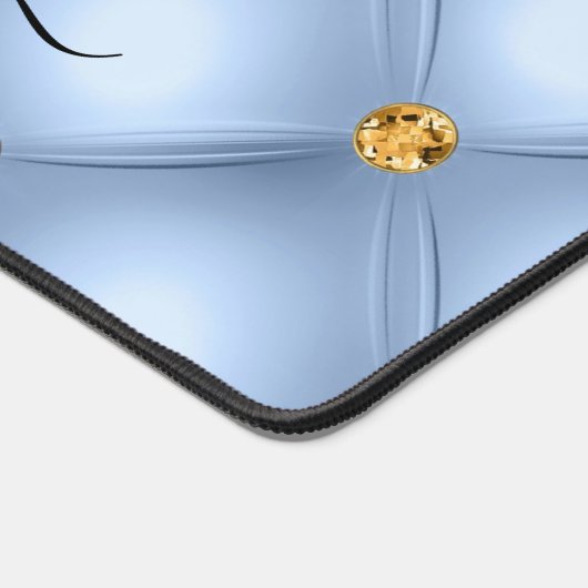 スカイブルー金ゴールドダイヤモンドタフテッド名前をカスタムする デスクマット (コーナー)