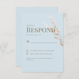 スカイブルー金ゴールド文字ボホウェディングRSVP 出欠カード