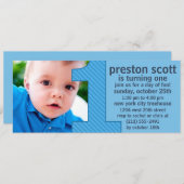 スカイブルー1はおもしろいの写真の最初誕生会です 招待状 (正面/裏面)