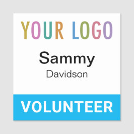 スカイブルー2x2ボランティアバッジロゴピンまたはマグネット 名札