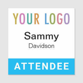 スカイブルー2x2出席者バッジロゴピンまたはマグネット 名札