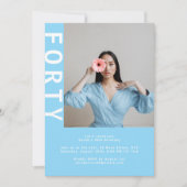 スカイブルー40th誕生日招待状 招待状 (正面)