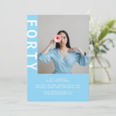 スカイブルー40th誕生日招待状 招待状 (スタンド正面)