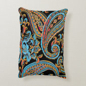 スカイブルー&オータムオレンジヴィンテージペイズリー アクセントクッション (裏面(縦))