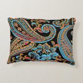 スカイブルー&オータムオレンジヴィンテージペイズリー アクセントクッション (裏面)