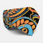 スカイブルー&オータムオレンジヴィンテージペイズリー ネクタイ (ロール)