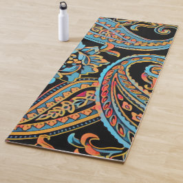 スカイブルー&オータムオレンジヴィンテージペイズリー ヨガマット